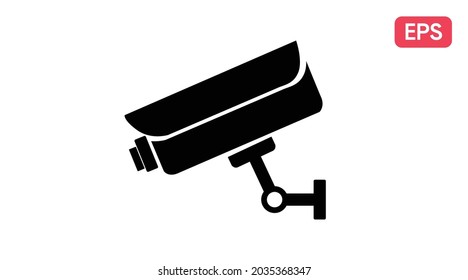 Surveillance camera Icon. Vector isolated editable black and white illustration