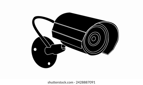 Surveillance camera Icon. Vector isolated editable black and white illustration