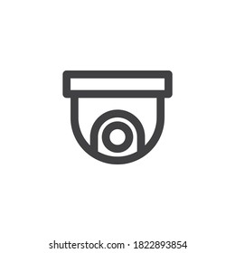 Überwachungskamera-Zeilensymbol. CCTV-Linearzeichen für mobiles Konzept und Webdesign. Vektorsymbol der Sicherheitskamera. Symbol, Logo-Abbildung. Vektorgrafik