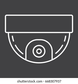 Surveillance camera line icon, cctv and security, device vector graphics, a linear pattern on a black background, eps 10.