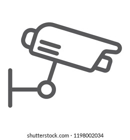 Surveillance camera line icon, guard and digital, cctv sign, vector graphics, a linear pattern on a white background, eps 10.
