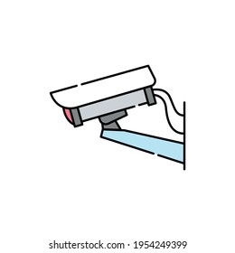 Surveillance camera сolor line icon. Pictogram for web page, mobile app, promo. UI UX GUI design element. Editable stroke.