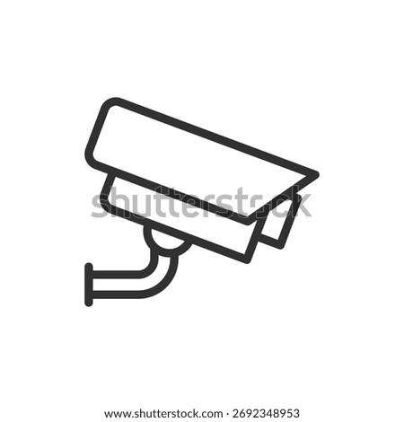 Surveillance camera, linear icon. Video security and monitoring system. Line with editable stroke.