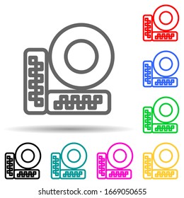 Icono de estilo multicolor de cámara de vigilancia. Línea delgada simple, contorno vectorial de iconos web para ui y ux, sitio web o aplicación móvil