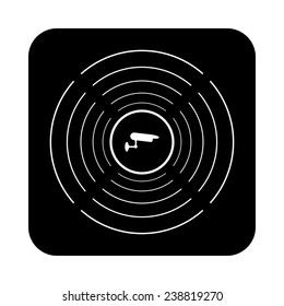 surveillance Camera on a black background with white circles, vector, EPS 10