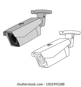 surveillance camera on white background
