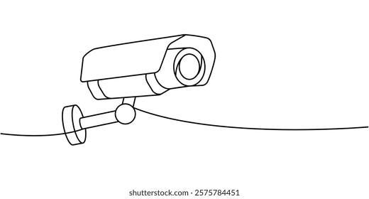 Surveillance camera one line continuous drawing. Video surveillance. Vector illustration