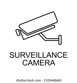 surveillance camera outline icon. Element of data protection icon with name for mobile concept and web apps. Thin line surveillance camera icon can be used for web and mobile on white background