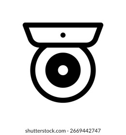 Surveillance camera. Outlined stroke vector icon with black-filled details.
