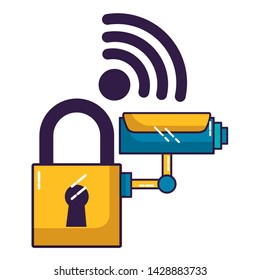 surveillance camera security internet on white background vector illustration
