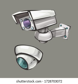 surveillance camera set on gray