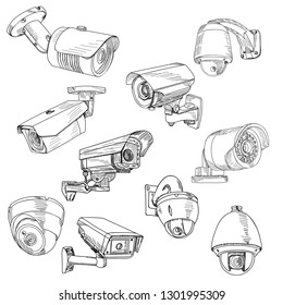 surveillance camera, set of sketches