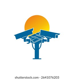 Surveillance Camera. Solar Power Surveillance Silhouette