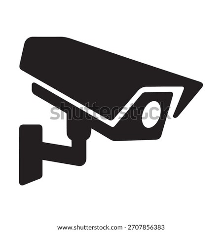 Surveillance Camera Symbol – Angled Black Silhouette