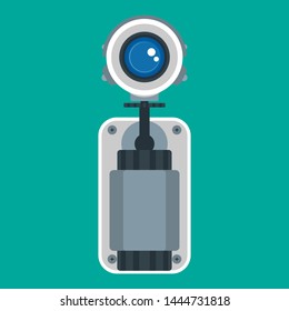 Surveillance camera vector icon protection control. CCTV video security guard caution. Looking digital system observe monitoring area eye