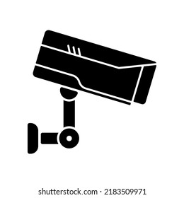 Surveillance camera vector illustration. Security, alarm, protection, videcam, secure, remote, video recording, robbery, crime prevention, call the police Safety system concept. Vector line icon.