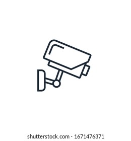 Surveillance Camera. Video fixation. Vector linear icon on a white background.