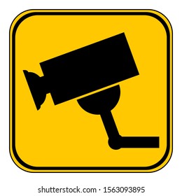 Surveillance camera warning sign on white. Vector illustration.