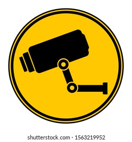 Surveillance camera warning sign on white. Vector illustration.