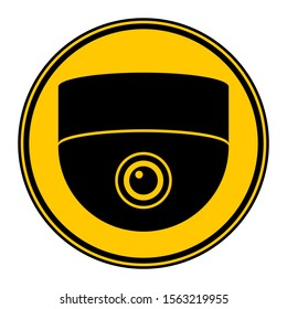 Surveillance camera warning sign on white. Vector illustration.