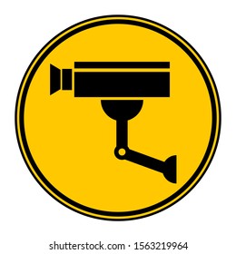 Surveillance camera warning sign on white. Vector illustration.