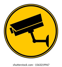 Surveillance camera warning sign on white. Vector illustration.