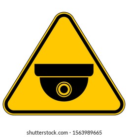Surveillance camera warning sign on white. Vector illustration.