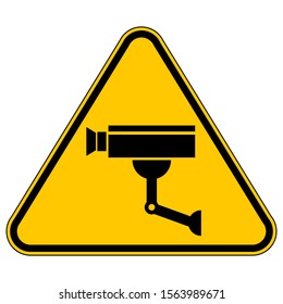 Surveillance camera warning sign on white. Vector illustration.