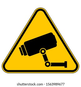 Surveillance camera warning sign on white. Vector illustration.