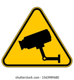 Surveillance camera warning sign on white. Vector illustration.