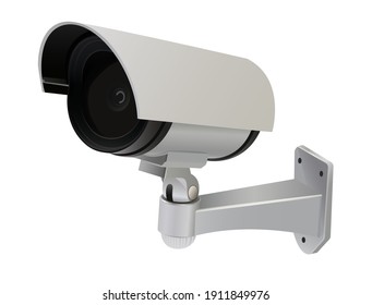 The Surveillance Camera Is A White Tube That Is Usually Attached To A Vertical Board Or Wall