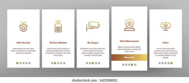 Surveillance Cameras, CCTV Linear Vector Onboarding Mobile App Page Screen. Security System, CCTV. Home Safety Equipment. Wall, Ceiling Surveillance Cam Types Outline Symbols