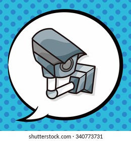 Surveillance cameras doodle, speech bubble