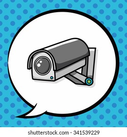 Surveillance cameras doodle, speech bubble