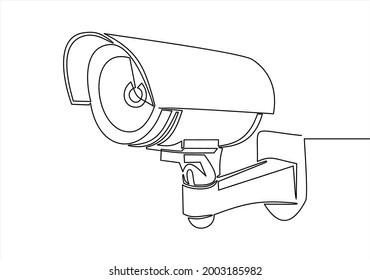 surveillance cameras. Vector illustration-Single continuous line drawing 