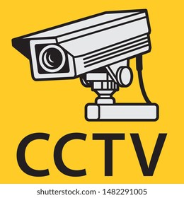 Surveillance CCTV video camera sign or symbol, vector illustration