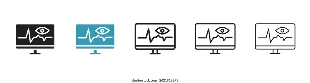 Surveillance Dashboard Vector Icon Set. Monitoring Screen Vector Symbol for UI Design.