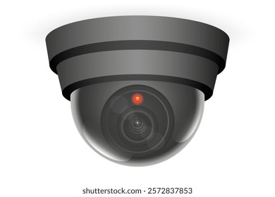 Surveillance. Dome cameras black designs with red indicator lights. Representing security, monitoring, video recording, CCTV systems, privacy, technology, and safety equipment for modern environments