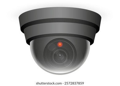 Surveillance. Dome cameras black designs with red indicator lights. Representing security, monitoring, video recording, CCTV systems, privacy, technology, and safety equipment for modern environments