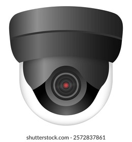 Surveillance. Dome security camera with lens and red indicator. Symbolizes monitoring, safety, surveillance systems, CCTV recording, privacy protection, technology, observation, and security equipment