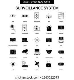 Surveillance Glyph Vector Icon set