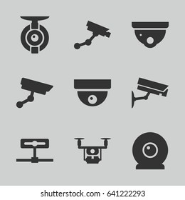 Surveillance icons set. set of 9 surveillance filled icons such as security camera, security camera