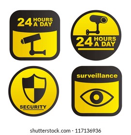 surveillance labels isolated over white background. vector