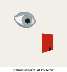 Surveillance and lack of privacy vector concept. Symbol of spying, watching, loss of freedom. Minimal design eps10 illustration.