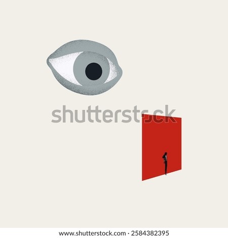 Surveillance and lack of privacy vector concept. Symbol of spying, watching, loss of freedom. Minimal design eps10 illustration.