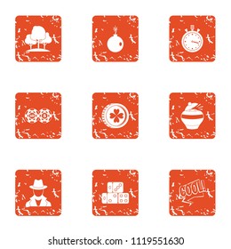 Surveillance park icons set. Grunge set of 9 surveillance park vector icons for web isolated on white background