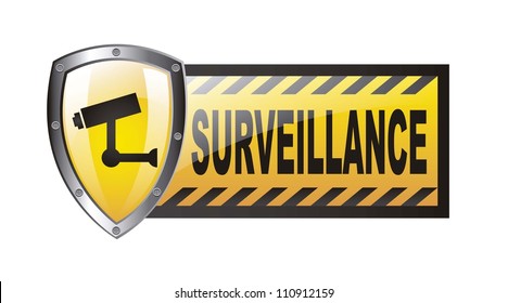 surveillance with protection shield isolated over white background. vector