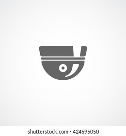 Surveillance Round Camera Flat Icon On White Background