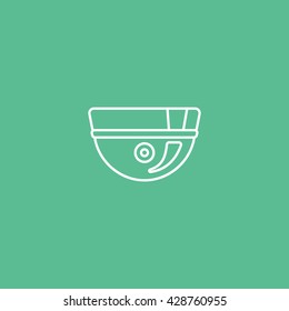 Surveillance Round Camera Icon On Green Background