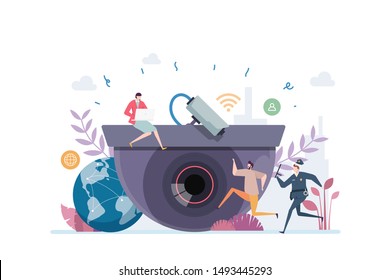 
Surveillance Security Cam Vector Illustration Concept Showing a cctv Security Camera Recording A thief in Action, Suitable for landing page, ui, web, App intro card, editorial, flyer, and banner.